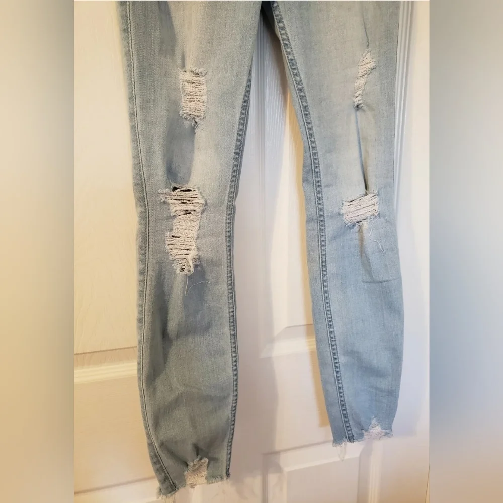 ❤️ HOLLISTER JUNIORS DISTRESSED HIGH-RISE CROP SUPER SKINNY JEANS 1R W 25 L 26 - Picture 4 of 11